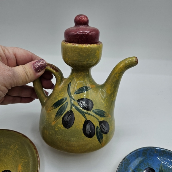 Handcrafted Olive Oil Dispenser with Colorful Plates - Picture 9 of 11